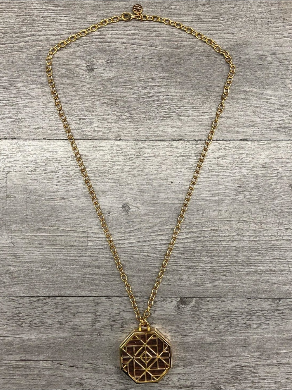 Tory Burch Gold Geometric Pendant Necklace - fragrance balm- Women Jewelry